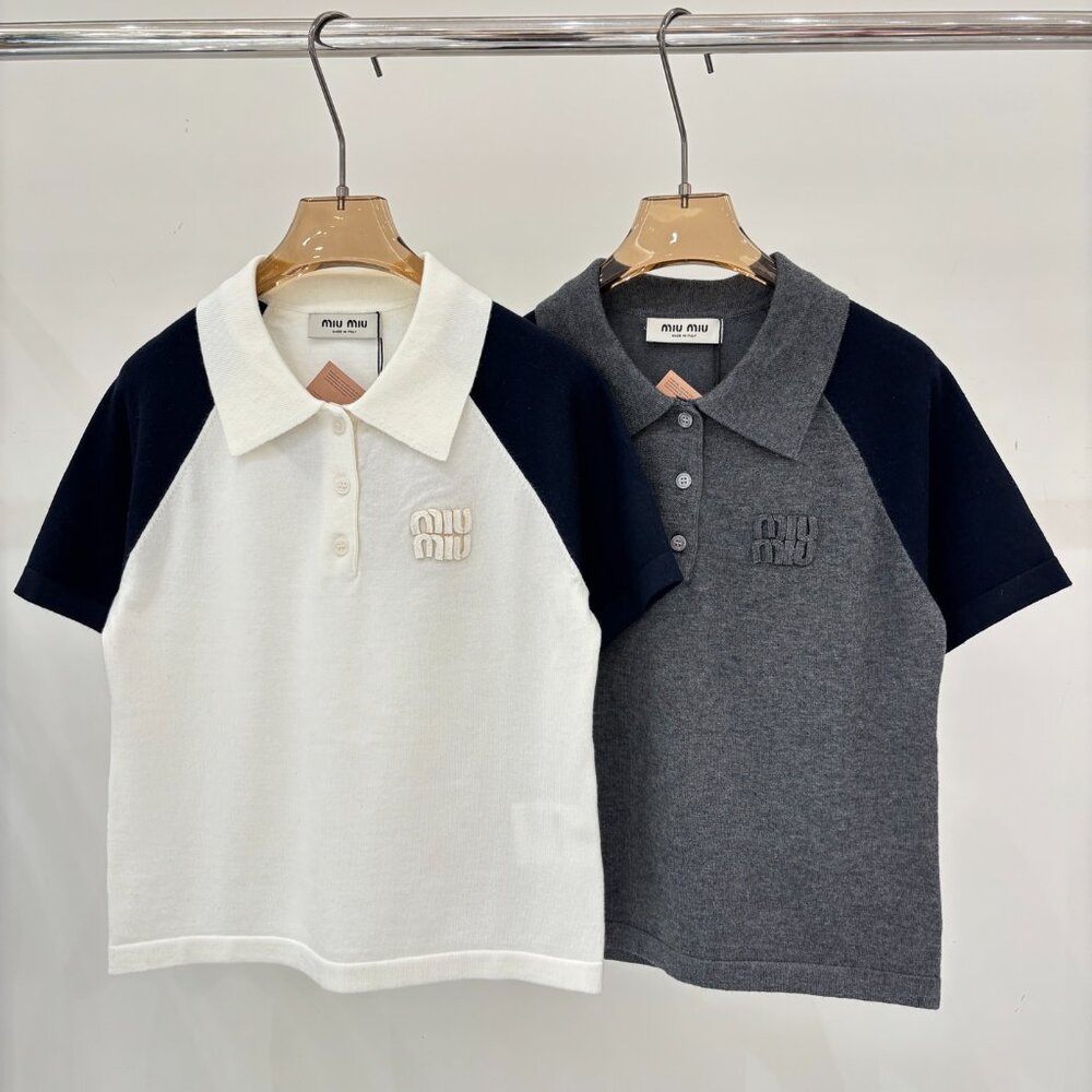 New Style Simple Raglan Sleeve Color Block Design Casual Knitted Short Sleeve